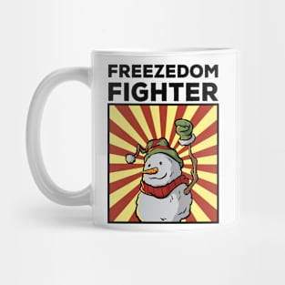 Vintage Snowman Freezedom Fighter Pun Resist Revolution Mug